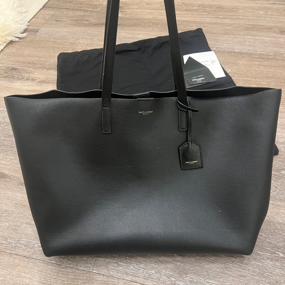 Saint Laurent (YSL) Black Leather Tote Bag